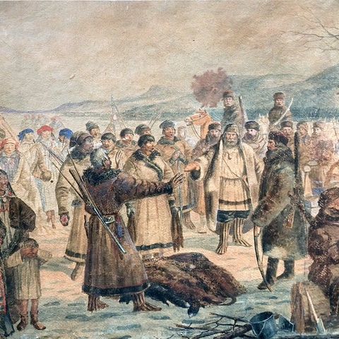 The Cossacks of the Yeniseisk Province, Russia collecting iasak.