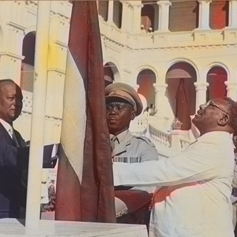 A flag raising ceremony for Sudan’s independence in 1956.