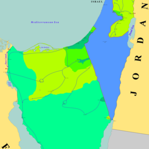 A map that shows Israeli territory gained during the Six-Day War in 1967.