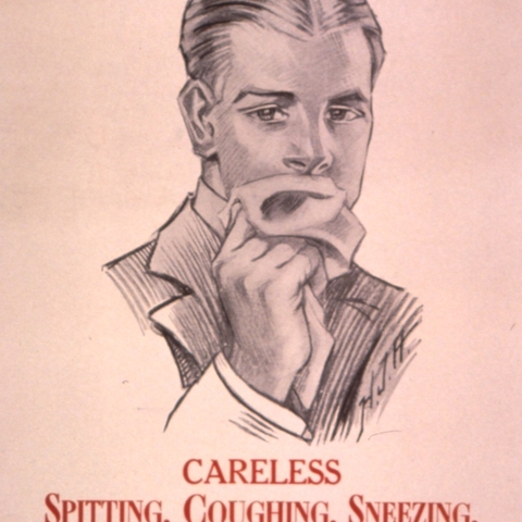 A public health campaign poster from the 1920s that sought to end the spread of Influenza and TB.