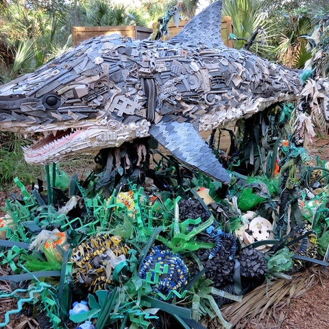 A 12-foot-long shark sculpture made in 2015.