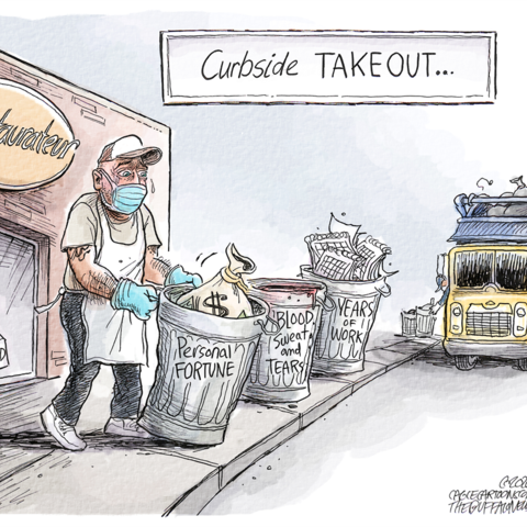 Cartoon depicting the state of the restaurant industry by Adam Zyglis.
