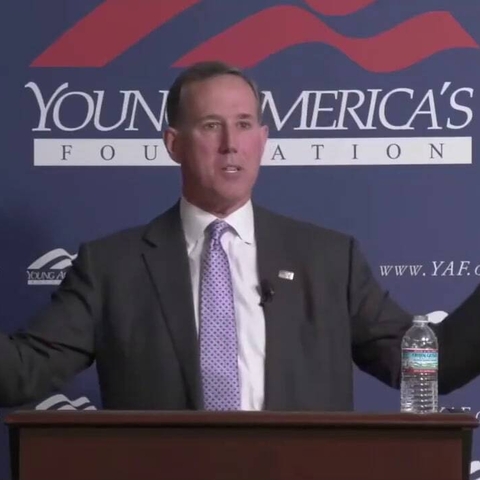 Rick Santorum giving a speech.