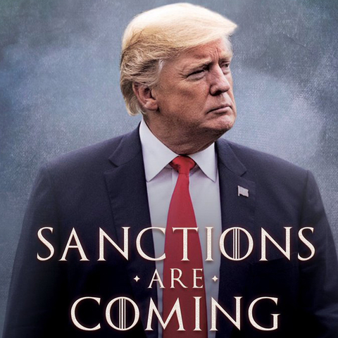 Image of Donald Trump with words Sanctions are Coming