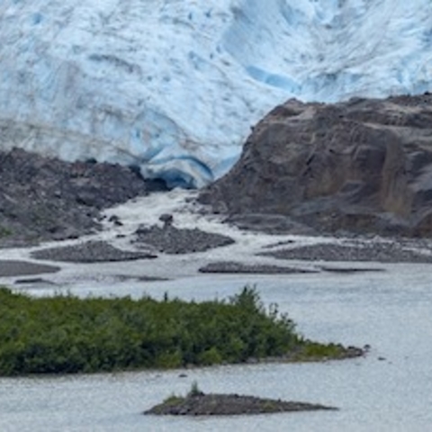 Glacier cutting through rock