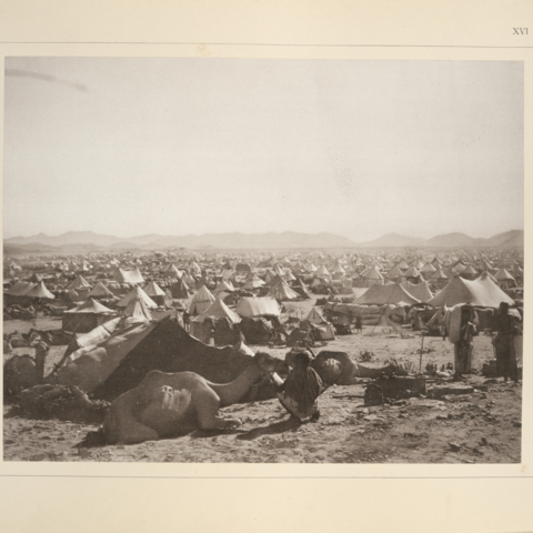 Pilgrims gather in a camp outside of Mecca during the hajj in 1889.