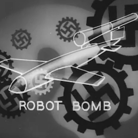 A poster depicting Nazi drones.