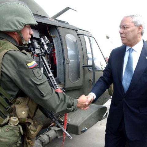 Secretary of State Colin Powell visiting Colombia.