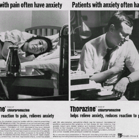 A 1967 advertisement in The Journal of the American Medical Association for the antipsychotic drug Thorazine.