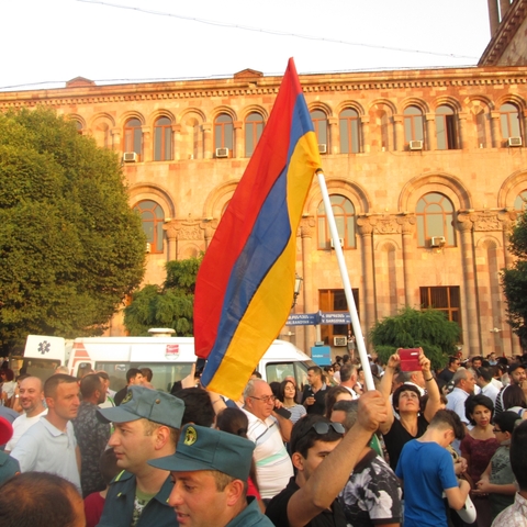 Demonstrations at Republic Square in August 2018.