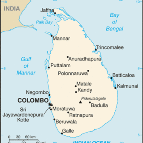Map of Sri Lanka.