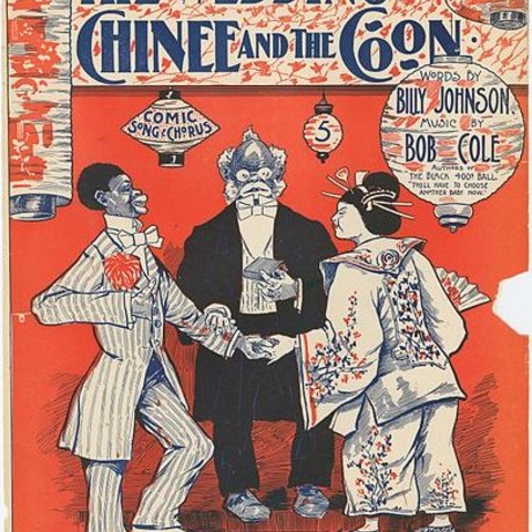 Sheet music from 1897 mocking African Americans and Chinese Americans.