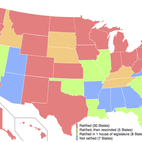 A map of the states that had ratified the ERA.