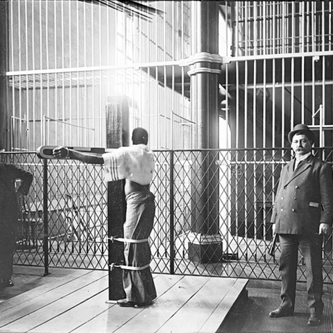 A whipping post in a Baltimore City Jail used from 1865 to 1938.