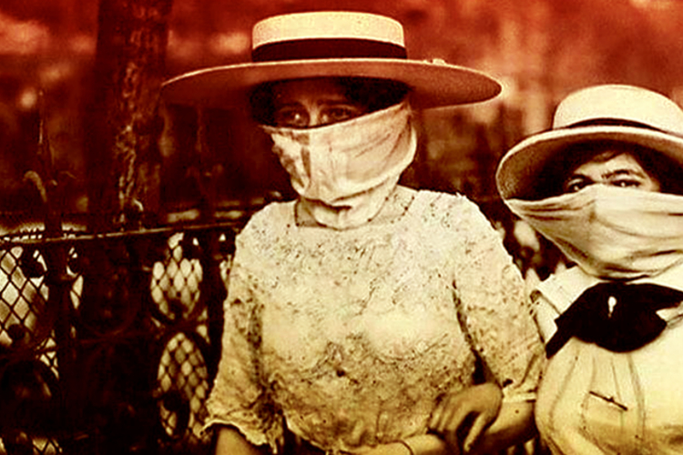 Two women in masks in 1918